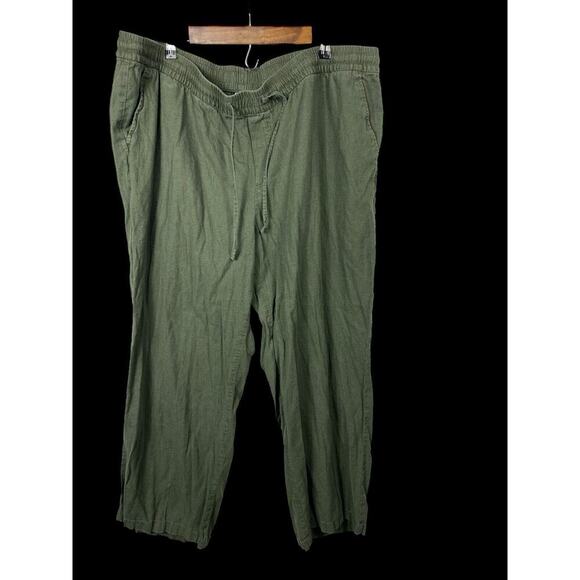 Old Navy Linen Blend Pants XXL 2X Womens Pull On Loose Leg Green Resort Wear - Picture 3 of 8